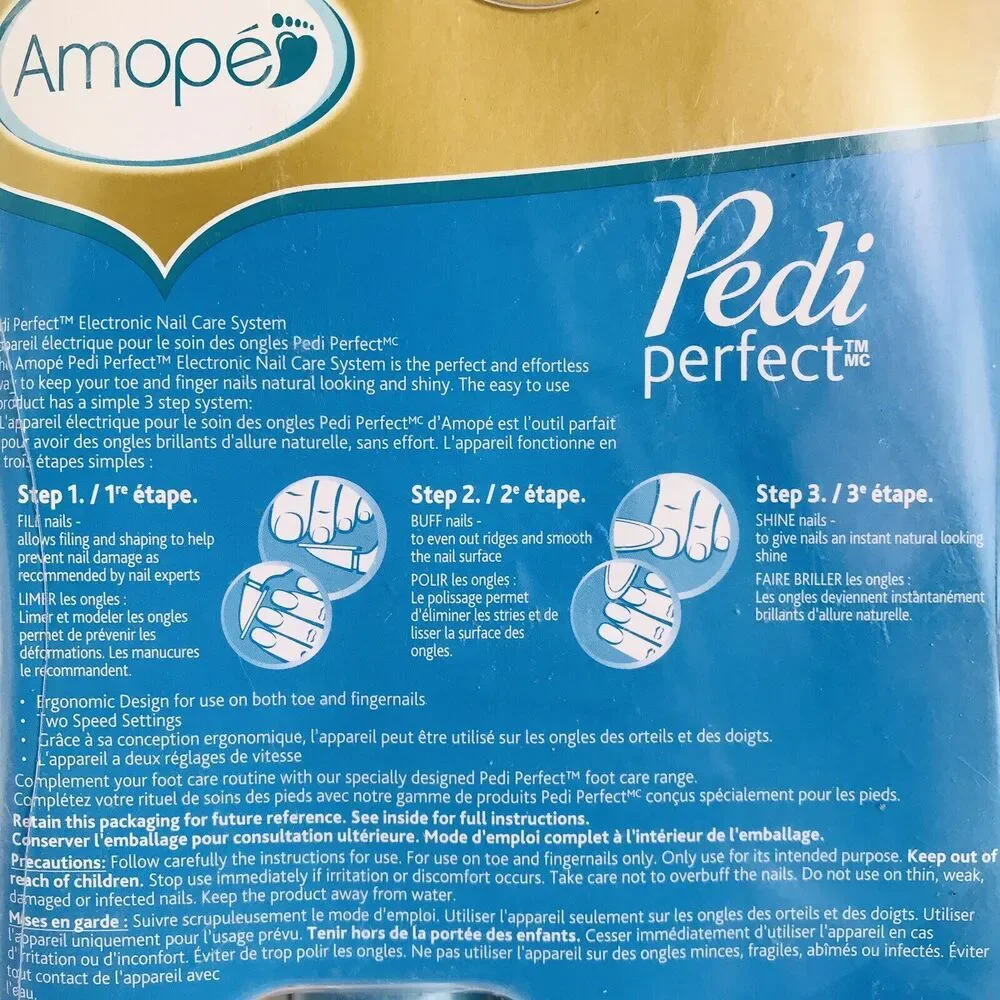 NEW AMOPE -PEDI PERFECT NAIL ELECTRONIC CARE SYSTEM WITH 3 REFILLS